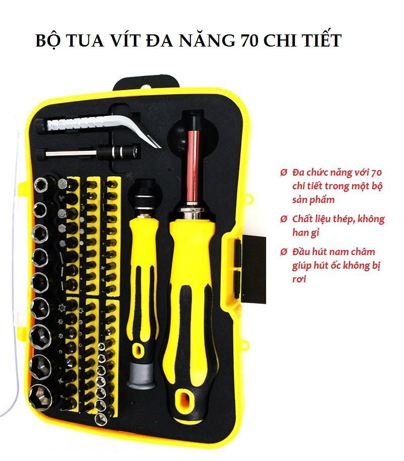 ( Sale 50% ) Bo van vit da nang, Bộ tua vít 70 chi tiết đa năng, 70 chi tiết có tua vít + đầu khẩu, Chất liệu Thép cacbon cao cấp ,Giúp Bạn Dễ Dàng Sửa Chữa Nhiều Thiết Bị Trong Nhà.