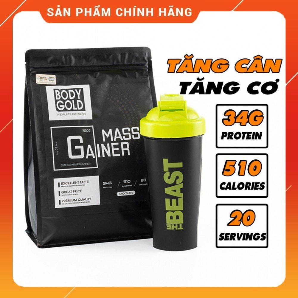 Sữa Tăng Cân - Tăng Cơ ELITE LEAN MASS GAINER BODY GOLD 1.5Kg - Tặng Bình Lắc