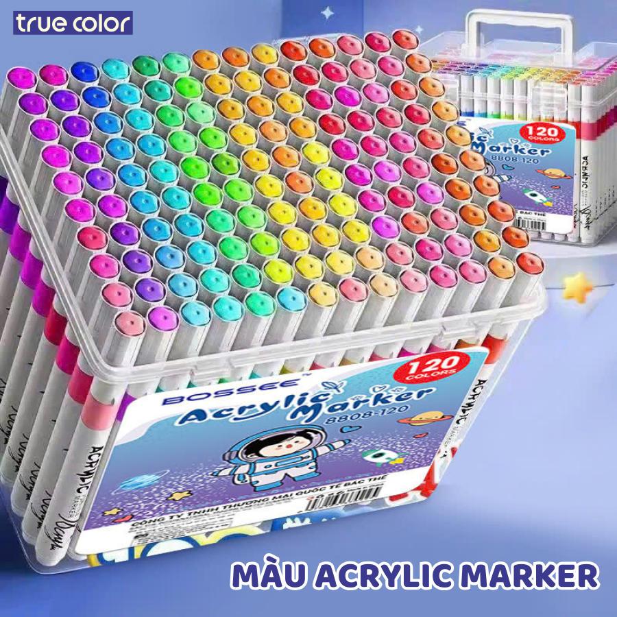  Bút Đánh Dấu Acrylic 120 Màu Bút Sơn Acrylic Chống Nước Màu Không Thấm Giấy Vẽ Trên Mọi Chất Liệu Bề Mặt DIY An Toàn Cho Bé Màu Nghệ Thuật Học Sinh Bút Vẽ Không Cần Ấn Cho Trẻ Mới Biết Đi - 12 24 36 48 60 80 120 Màu 