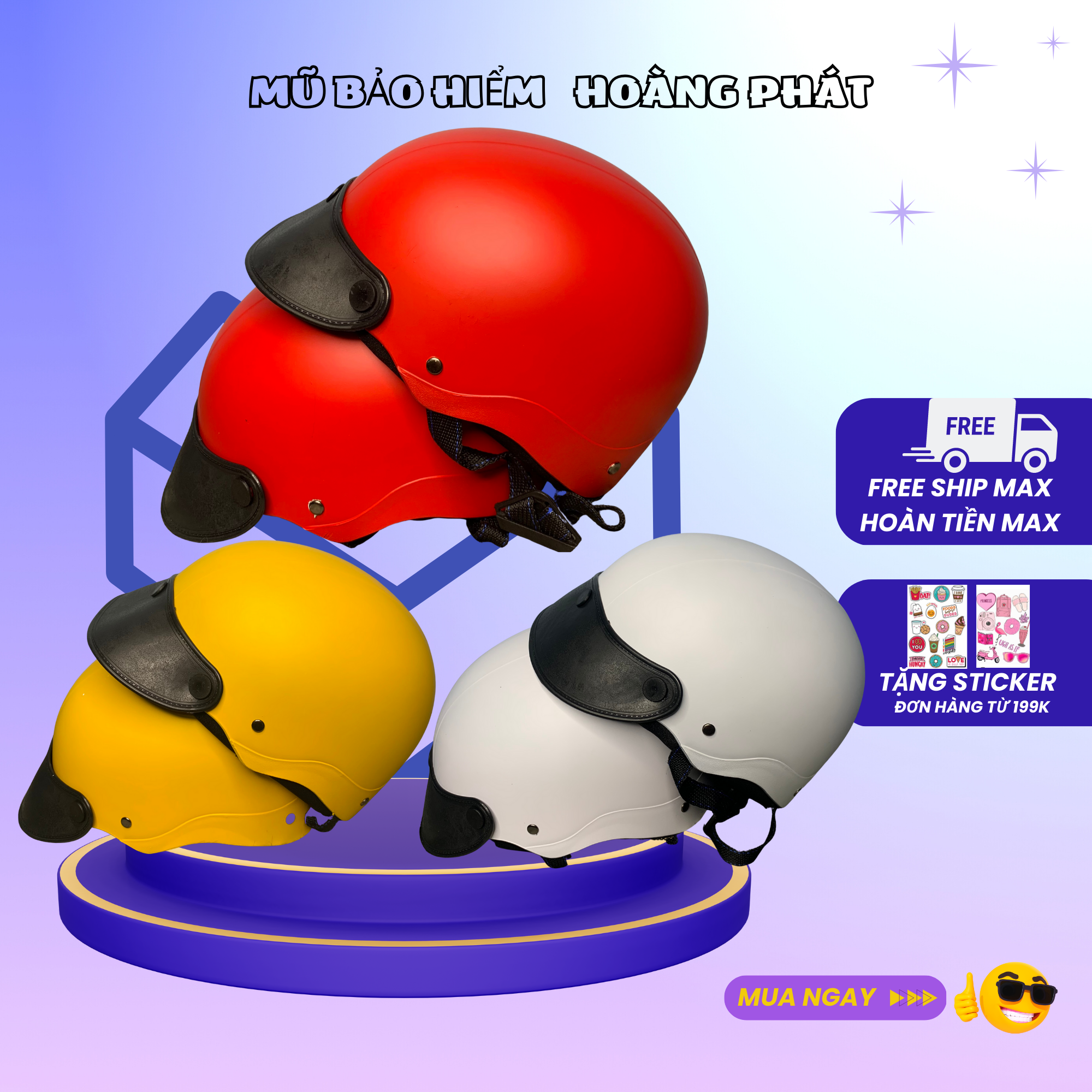[CHUYÊN SỈ] NÓN 1/2 SƠN TRƠN ĐỦ MÀU HÀNG RẺ ĐẸP SỈ = LẺ
