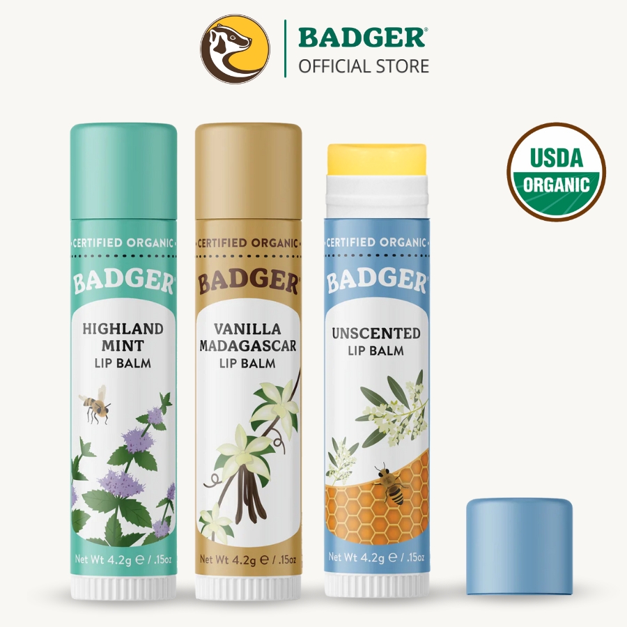 Son dưỡng môi hữu cơ BADGER Lip Balm 4.2g