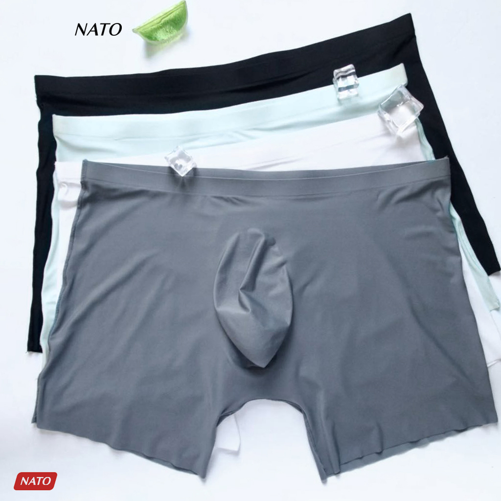 COMBO Quần Lót Boxer Nam RELAX Vải Lụa Băng Tự Nhiên 100% Thun Lạnh Cao Cấp Màu Đen Trơn Mát Thoáng Co Giãn Xì Lip Sì NATO