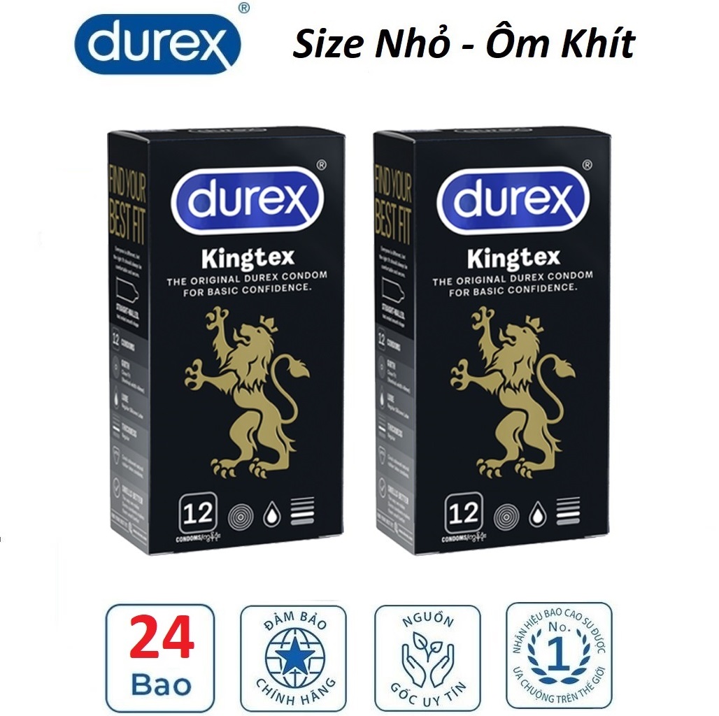 [HCM]Combo 2 Hộp Bao Cao Su Durex Kingtex 12s ôm Khít size nhỏ 49mm - không lo tuột