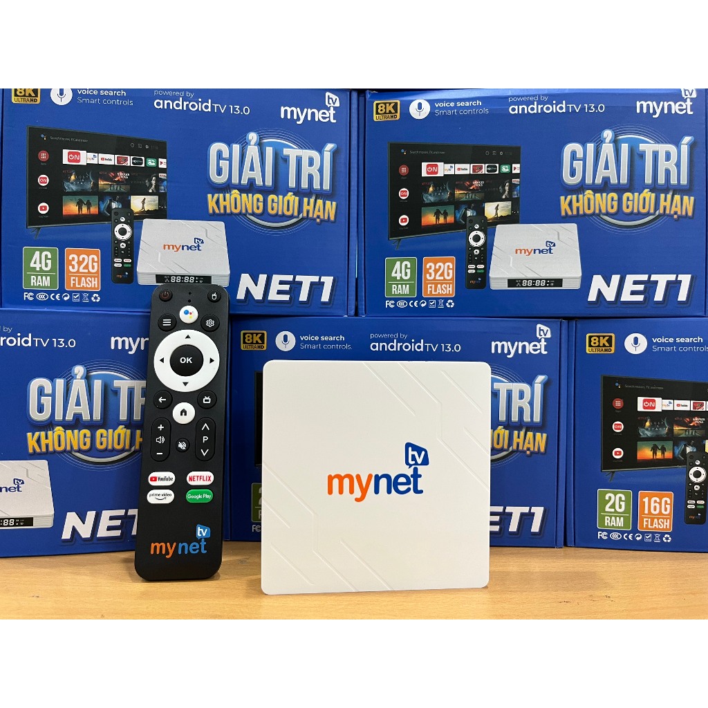 Android TV Box Mynet 4G 2024 Điều Khiển Voice ( Có 2 Phiên bản Ram 2G/4G Rom 16G/32G ) Tích Hợp Bluetooth , Wifi HĐH 13.0 Xem Truyền Hình Miễn Phí | Chính Hãng BH 12 T