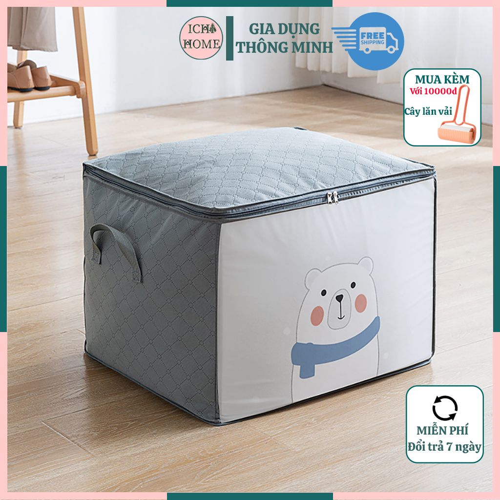 Hộp Vải Đựng Chăn Gối, Quần Áo Túi Lưu Trữ Quần Áo Lưu Trữ Được Khối Lượng Lớn R42xD50xC39cm Chất Liệu Vải [ Có Quà Tặng Kèm]