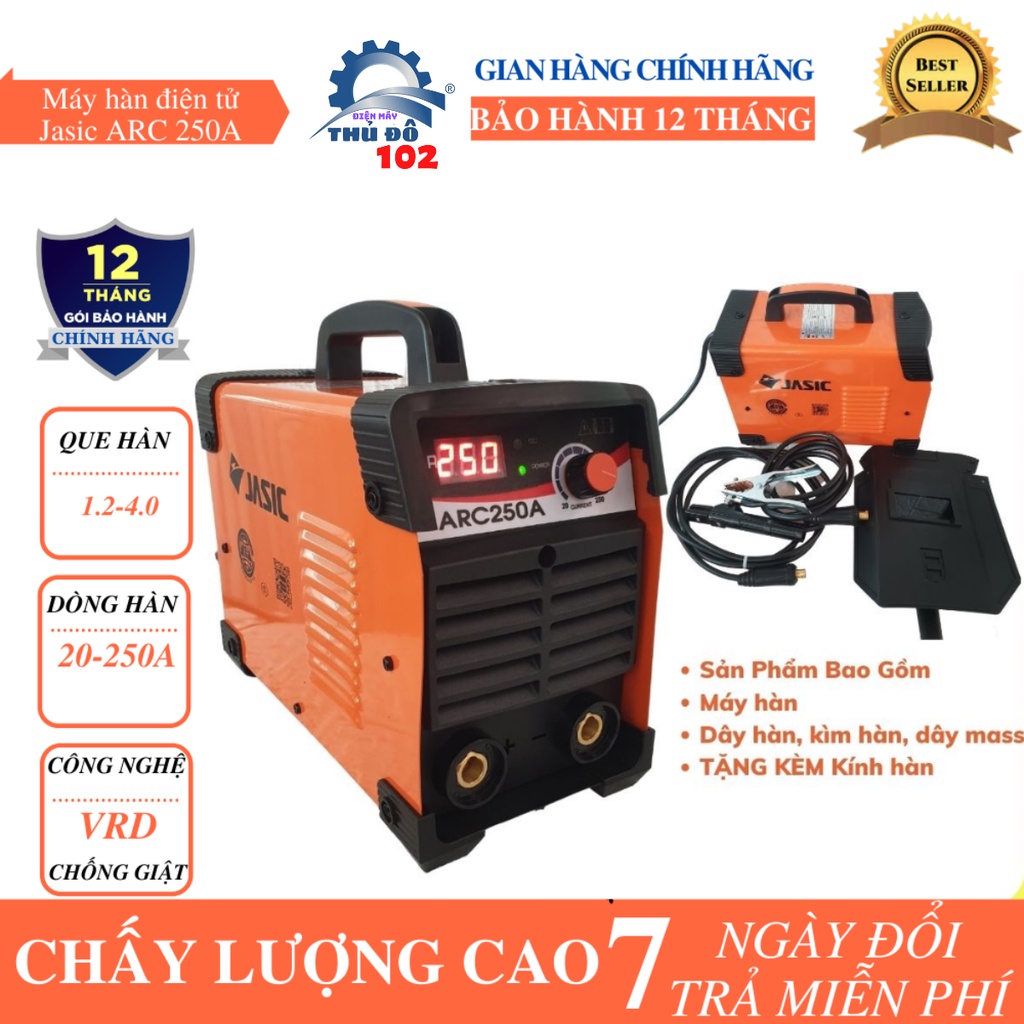 Máy hàn jasic arc 250a - máy hàn điện tử jasic arc 250a chính hãng tặng kèm mặt nạ hàng ...