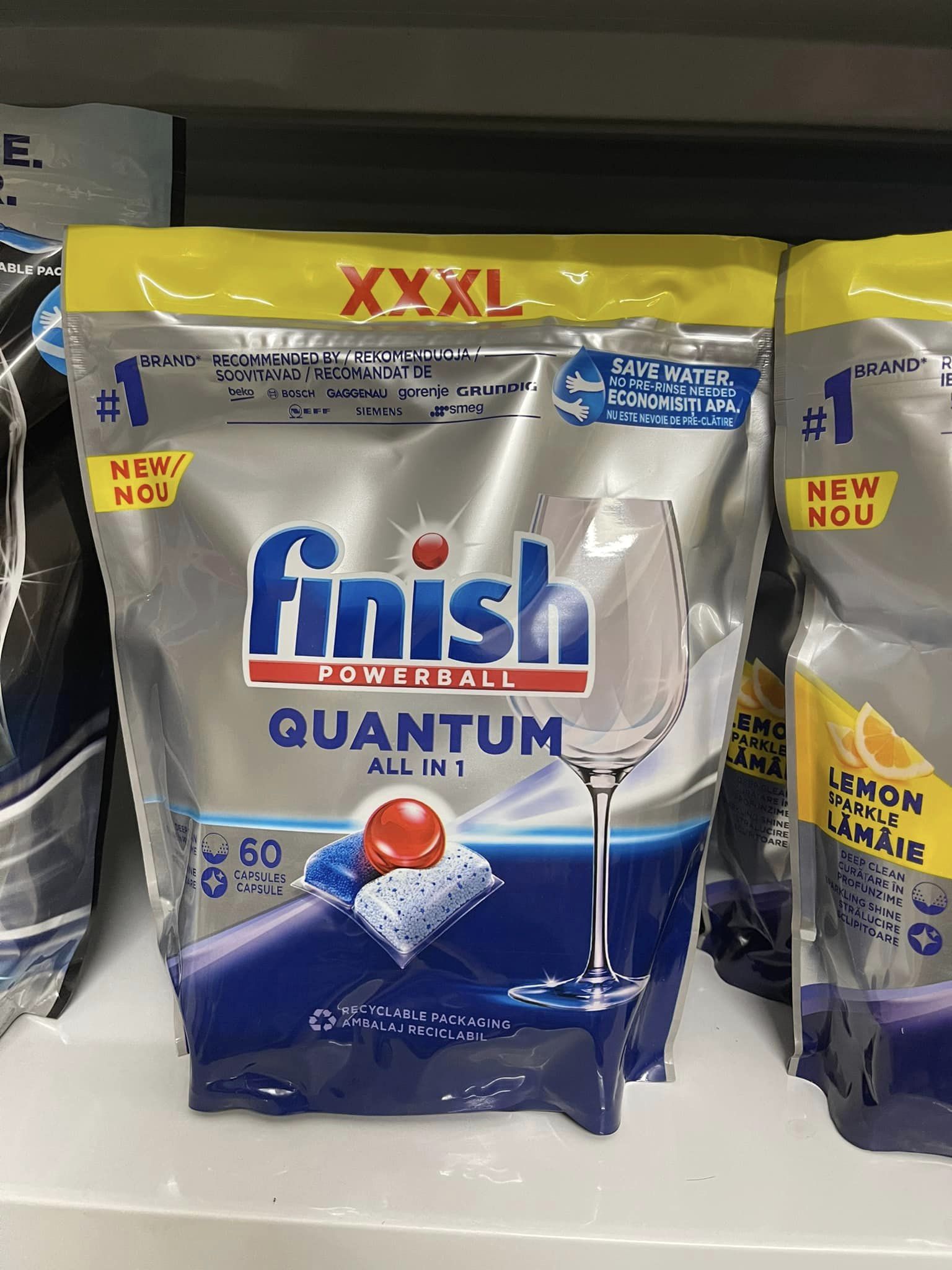 Viên rửa bát Finish Quantum 60 viên Hương Chanh + Tặng viên Finish dùng thử