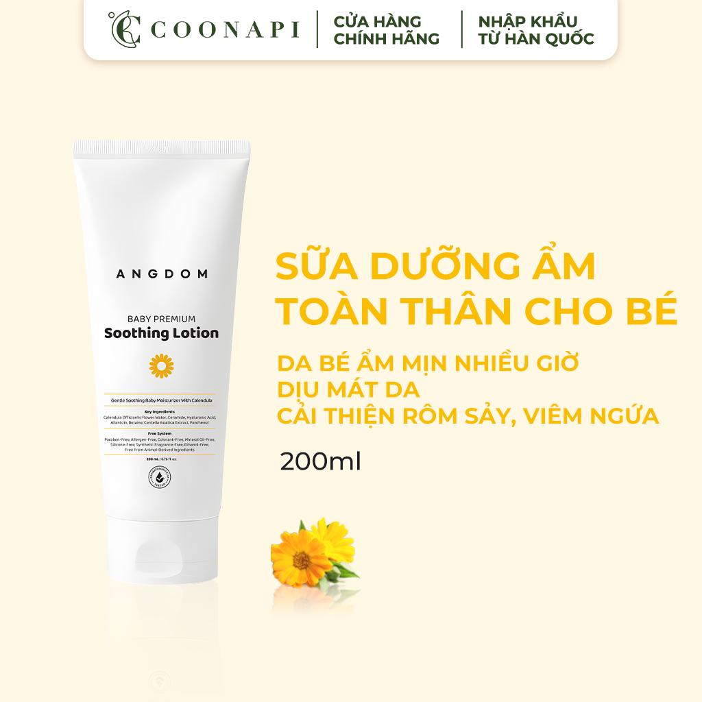 Sữa Dưỡng Ẩm Toàn Thân Cho Bé Chiết Xuất Hoa Cúc Xu Xi ANGDOM Baby Premium Soothing Lotion 200ml