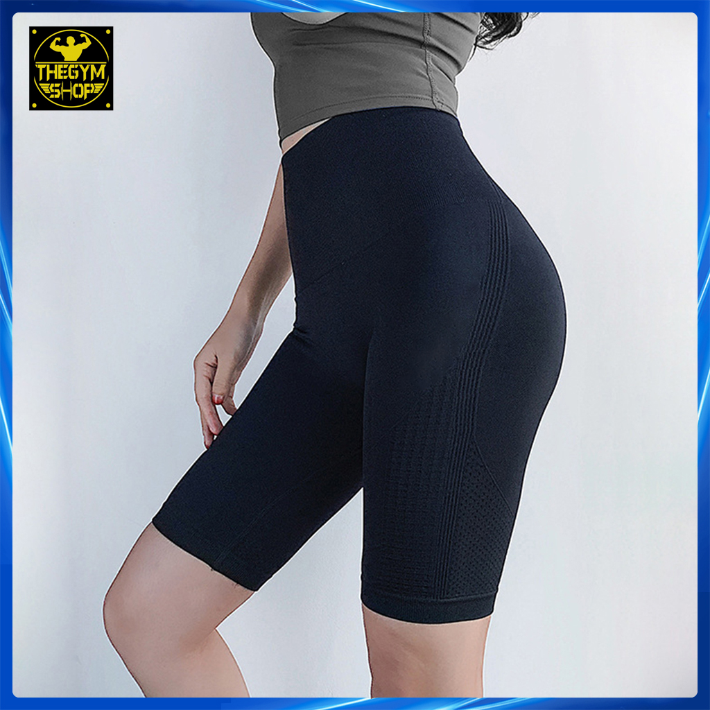 Quần tập legging lửng cạp cao AMIN AM027 siêu nâng mông quần đùi ngố tập gym yoga aerobic co dãn 4 chiều