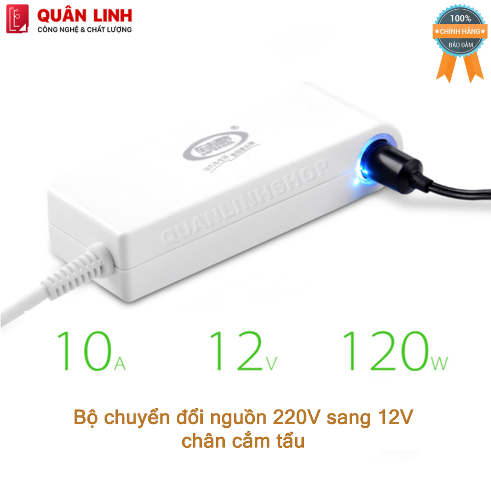 Bộ chuyển đổi nguồn 220V sang 12v -10A - 120W cân cắm trên ô tô CZK-8006