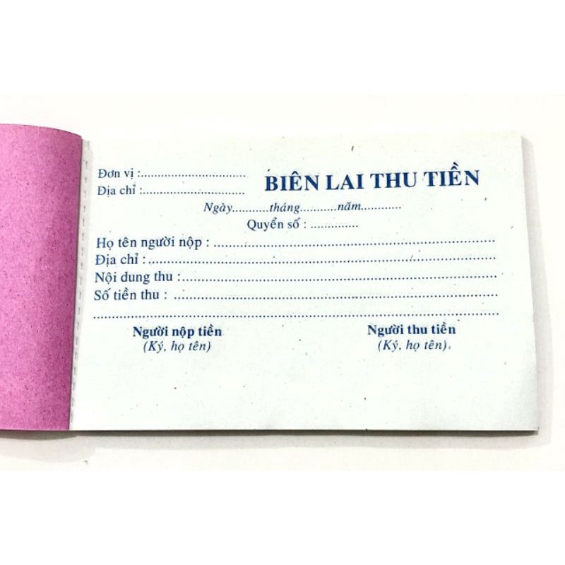Combo 05 quyển Biên lai thu 1 liên - Giấy mỏng nhận mực tốt