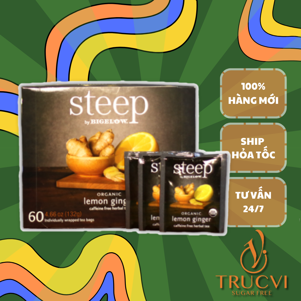 Set 5 gói Trà Chanh Gừng túi lọc organic không đường Steep