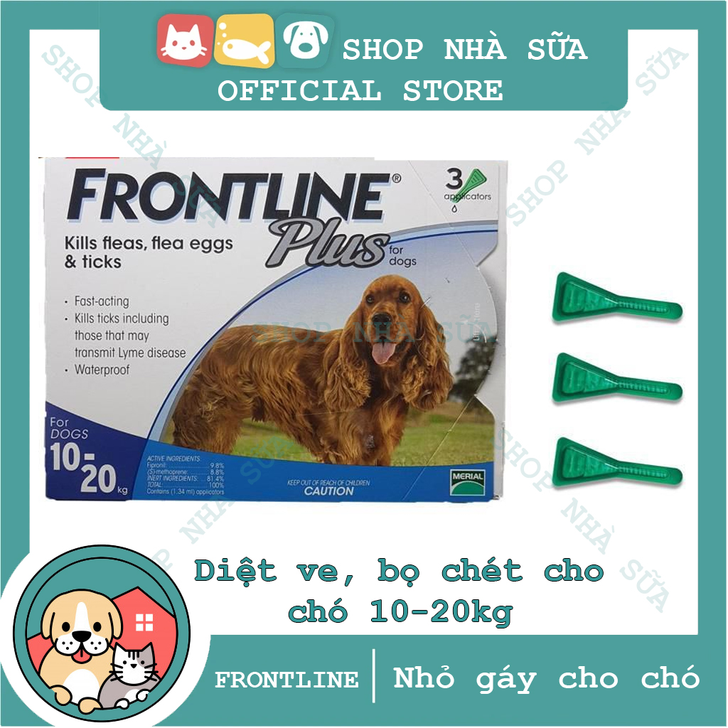Thuốc Nhỏ Gáy Trị Ve và Bọ Chét Trên Chó 10-20kg - FRONTLINE PLUS DOG - 1 Hộp (3 Tuýp) - Nông Trại Thú Cưng
