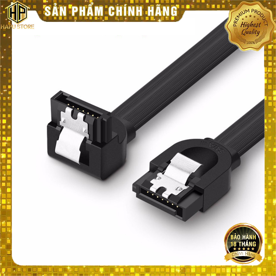 Cáp SATA 3.0 Ugreen 30797 dài 50cm đầu bẻ góc 90 độ cao cấp - HapuStore