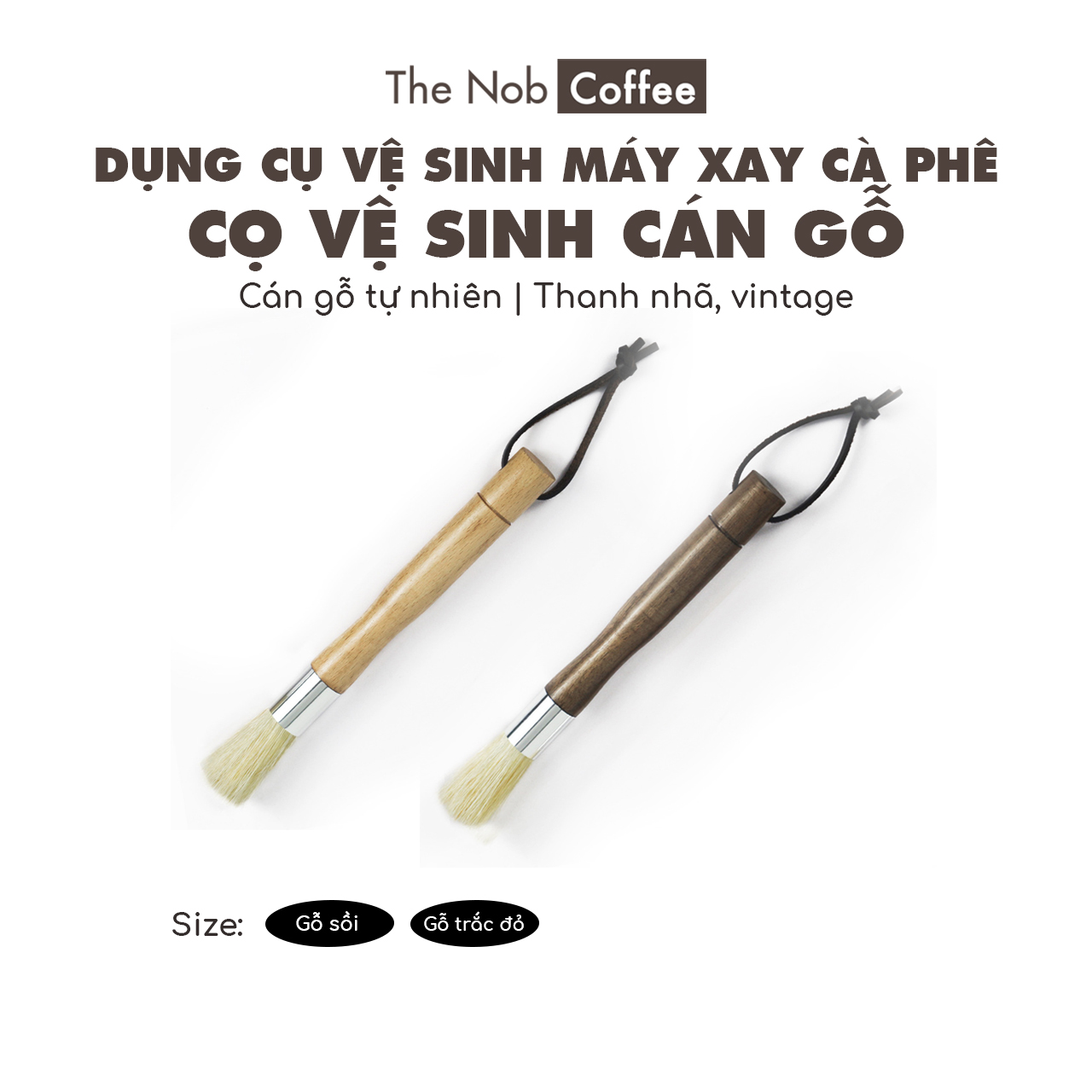 Cọ vệ sinh máy xay cà phê cầm tay cán gỗ | Dùng cho cối cỡ lớn