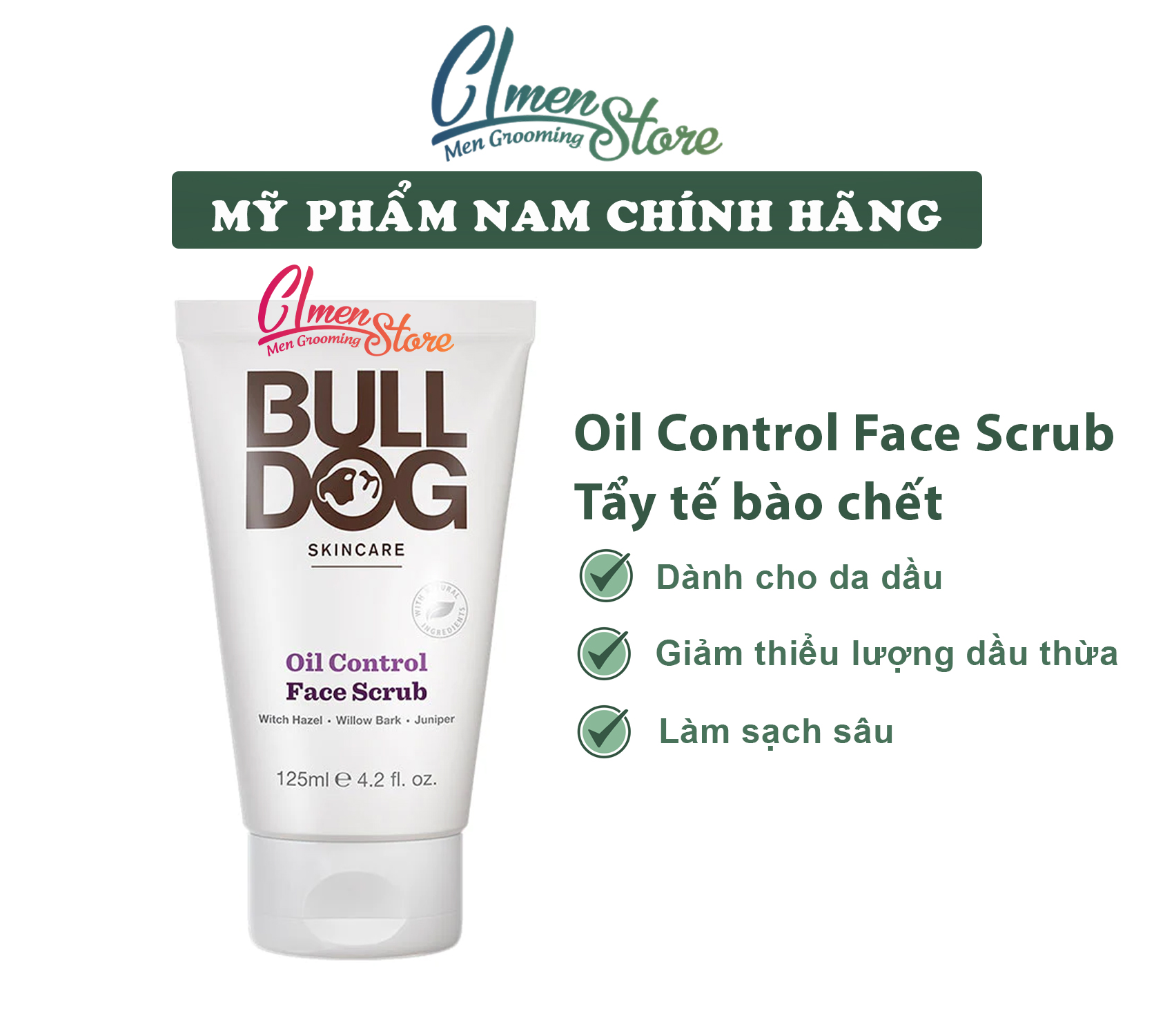 Tẩy tế bào chết Bulldog Oil Control Face Scrub 125ml Tẩy tế bào chết dành
