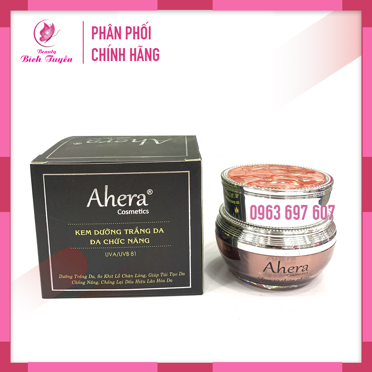 Kem dưỡng trắng da ahera đa chức năng - se khít lỗ chân lông - tái tạo da - chống nắng