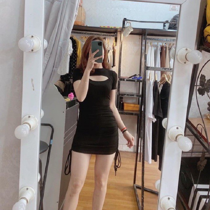 váy khoét ngực dây rút 2 bên hông cá tính