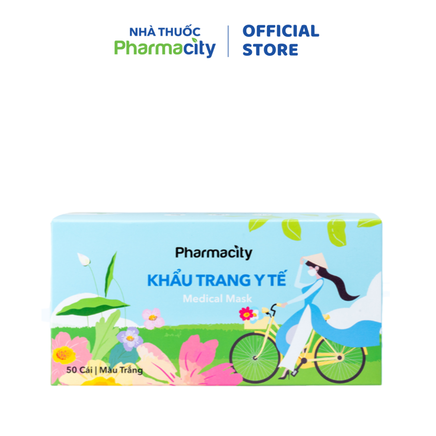 Khẩu trang y tế 3 lớp Pharmacity Festive 2026 (Hộp 50 cái) màu trắng