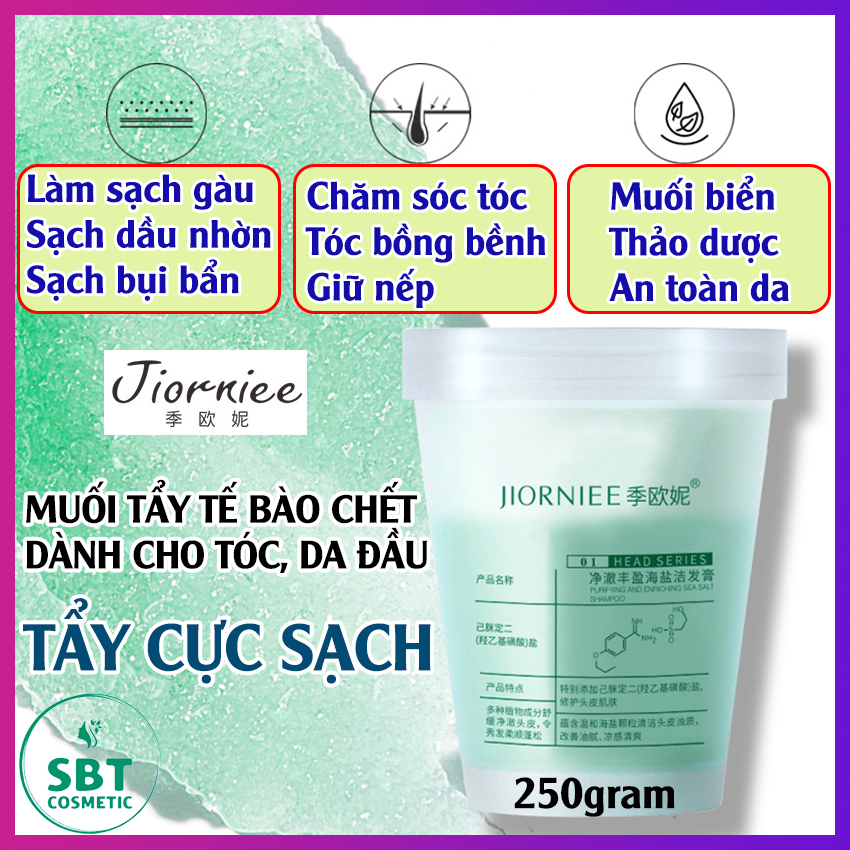 Muối Tẩy Tế Bào Chết Cho Tóc Và Da Đầu JIORNIEE 250gram – Làm Sạch Tế Bào Chết, Sạch Gàu, Sạch Dầu Nhờn, Sạch Bụi Bẩn, Giúp Tóc Giữ Nếp, Phồng Chân Tóc