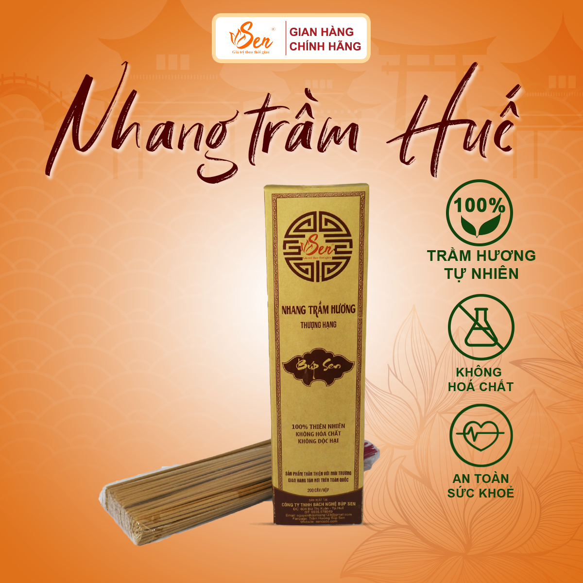 Nhang Trầm thơm cao cấp Búp Sen 30cm 300gam - Trầm hương sạch tự nhiên