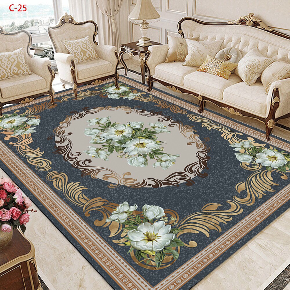 Thảm trải sàn sang trọng BALI 5D họa tiết mới nhất 2020 mẫu hoàng gia xanh 2mx3m