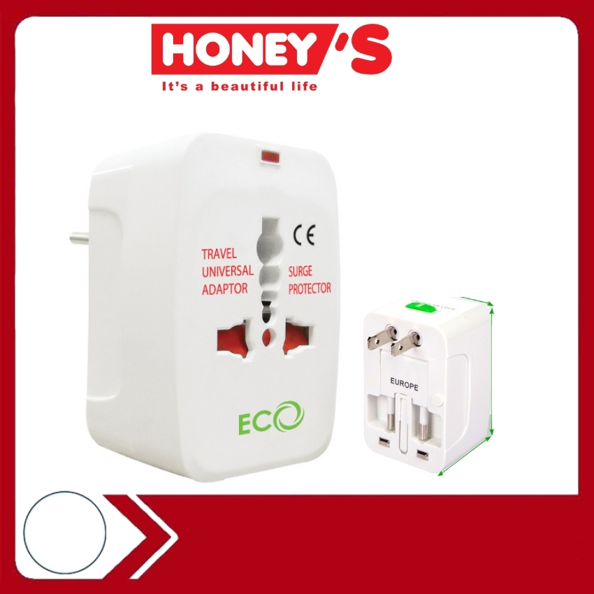 [Nhập Code: LAZSOCIAL0850K][FREE SHIP] Ổ Cắm điện Du Lịch đa năng Honey's  EC-TV11- chất liệu nhựa ABS, chống va đập, chống cháy, lỗ cắm bằng đồng, an toàn, phích cắm phù hợp với chuẩn phích cắm của 150 quốc