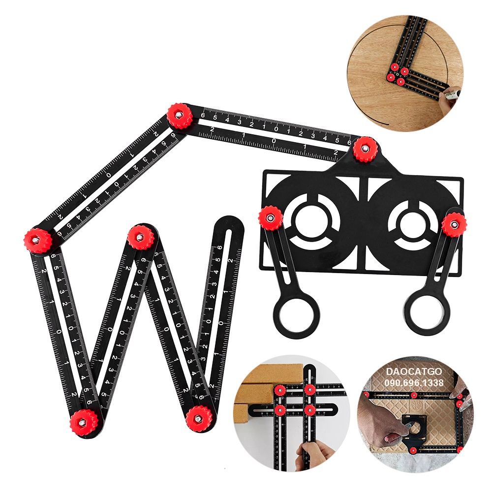 Thước đa góc định vị khoan lỗ gạch thước đo lỗ cắt gạch thước định hình dạng gạch ốp lát nền dụng cụ xây dựng nhanh chính xác