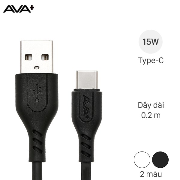 Cáp sạc nhanh điện thoại type c 1m ava+ ds07cb-tb đen hàng like new giá rẻ chính hãng 100% bảo hành 12 tháng