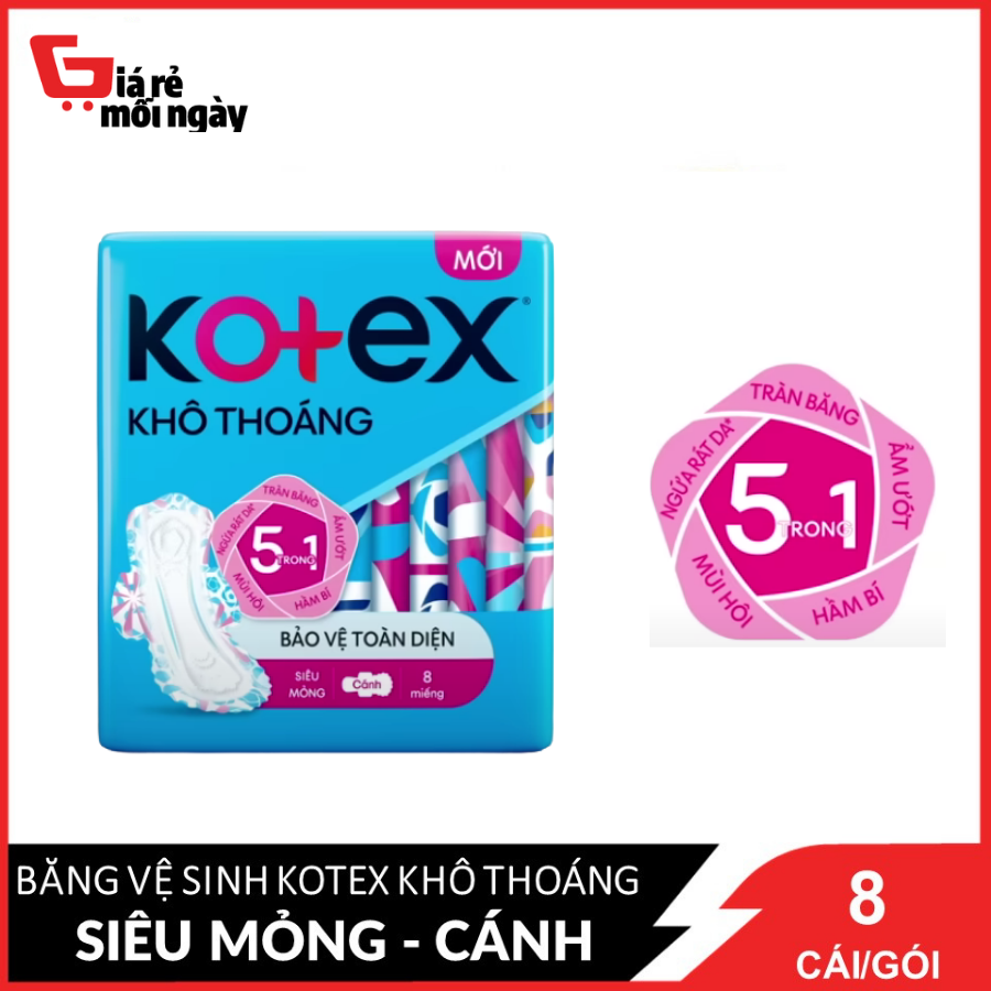 Combo 2 Gói BVS Kotex Siêu Mỏng Cánh - Mỗi Gói 8 Miếng - HSD Luôn Mới