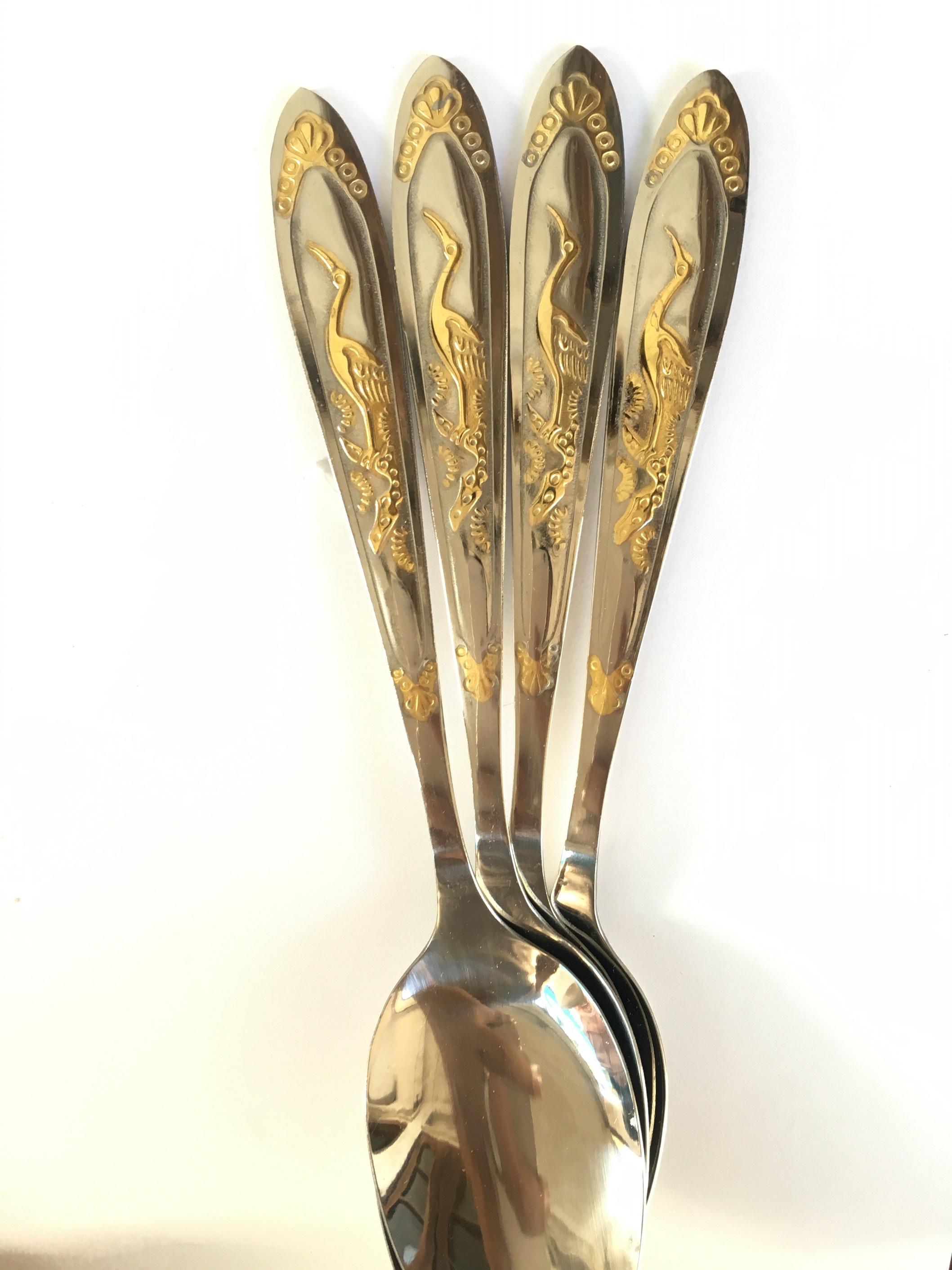 [HCM]Muỗng Inox Cao Cấp Nạm Phụng Vàng (5 cái)