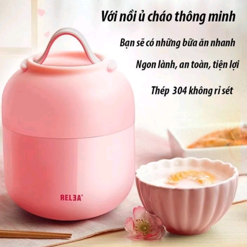 Bình Ủ Cháo,Thức Ăn Giữ Nhiệt RELEA 700ML Cao Cấp Ruột Inox 304 An Toàn