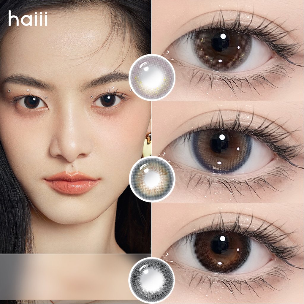Kính áp tròng cận Lens màu tự nhiên 14.2mm loại 6 tháng hydrogel silicone 1 miếng độ từ 0 đến 4 độ màu nâu/đen/hồng