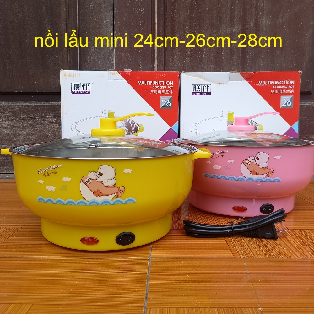 Nồi lẩu mini đa năng đường kính 24cm-26cm-28cm - Nồi Lẩu Điện Mini, Nồi Lẩu Điện Đa Năng 24cm -26cm Inox 304, Tiện Dụng Cho 2-3 Người Dùng