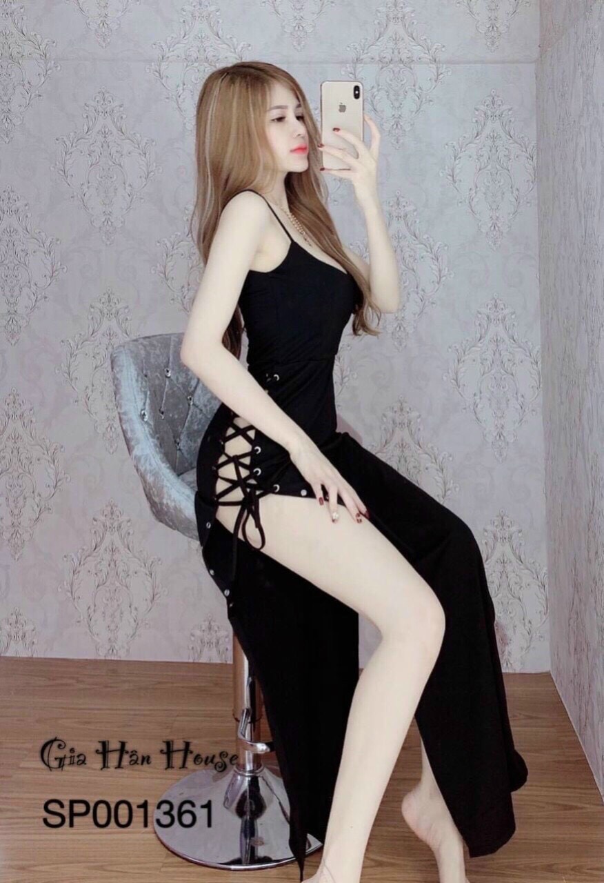 Đầm ôm body xẻ 2 tà cao đan dây sexy dd052