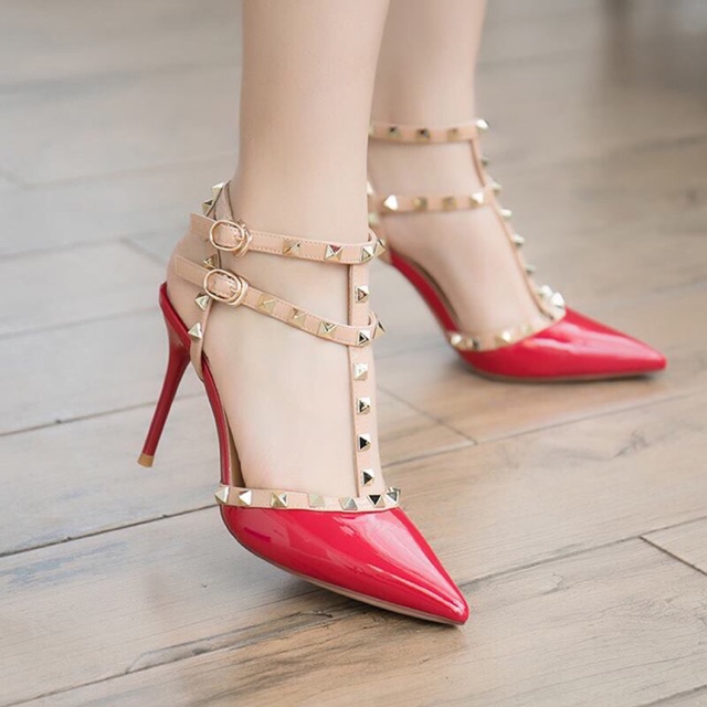 Giày cao gót phối đinh kiểu valen size 34 đến 40 mã t282 thiết kế hợp thời trang sang trọng đường may tỉ mỉ chắc chắn và dễ phối đồ