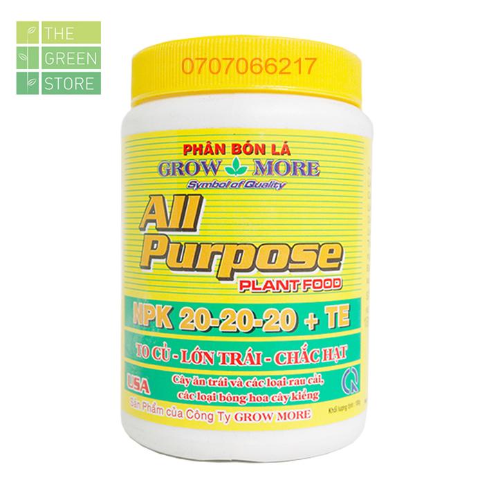 Phân bón Grow More NPK 20-20-20+TE (100g) kích sinh trưởng, dưỡng hoa, nuôi trái cho hoa lan, hoa hồng, mai vàng, hoa cây cảnh, rau sạch, cây ăn trái