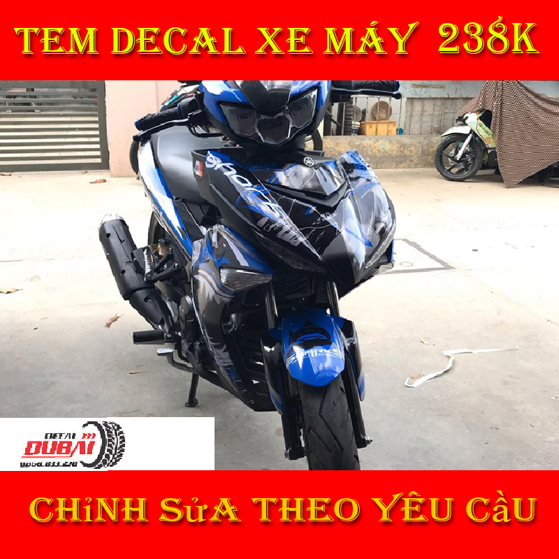 Tem Trùm Dán Xe Exciter 150 Cá Mập Xanh Đen
