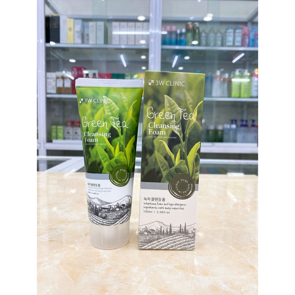 Sữa rửa mặt trà xanh green tea 3w clinic hàn quốc 100ml