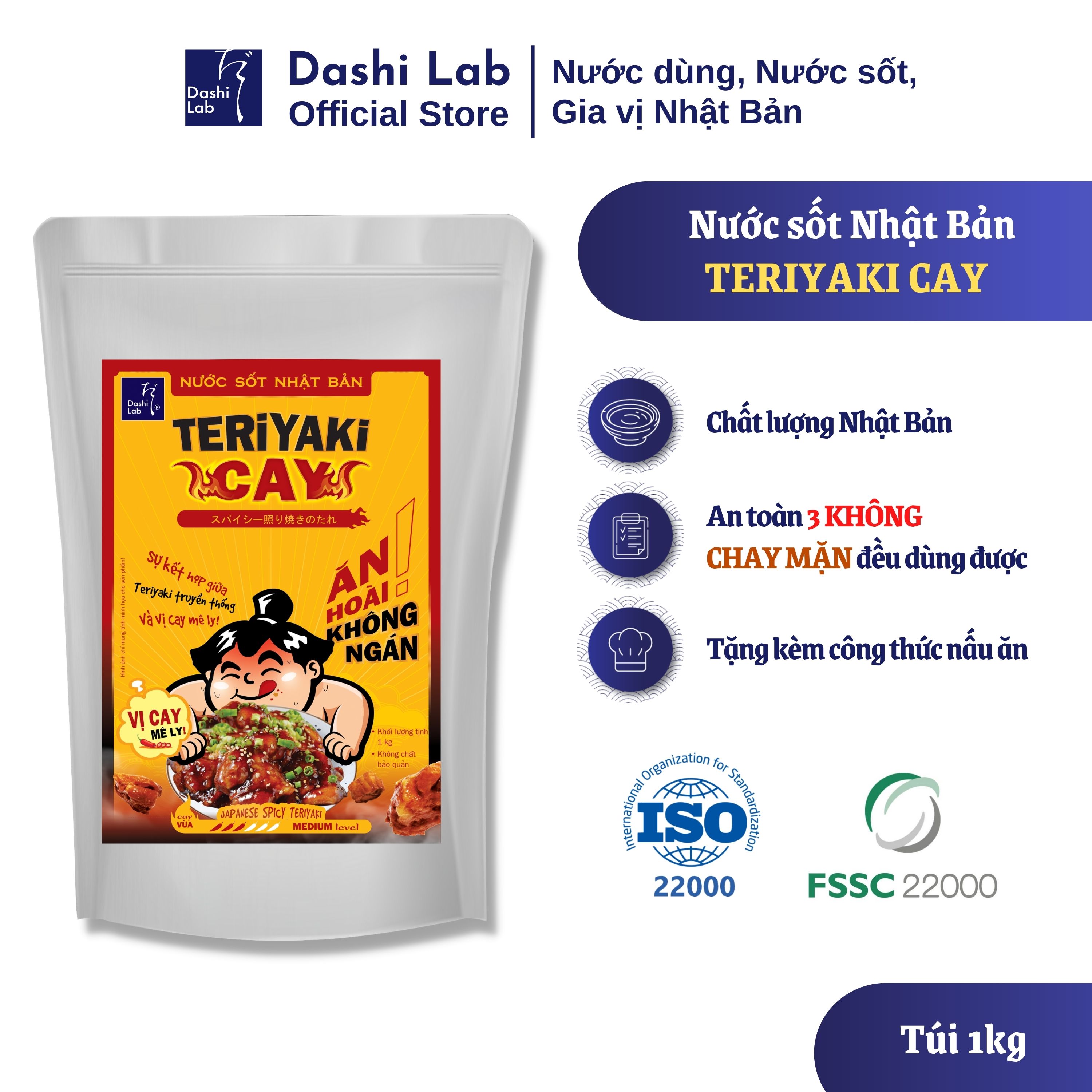 Nước sốt Nhật Bản Teriyaki Cay - Dashi Lab - 1kg/túi - chay mặn đều dùng được