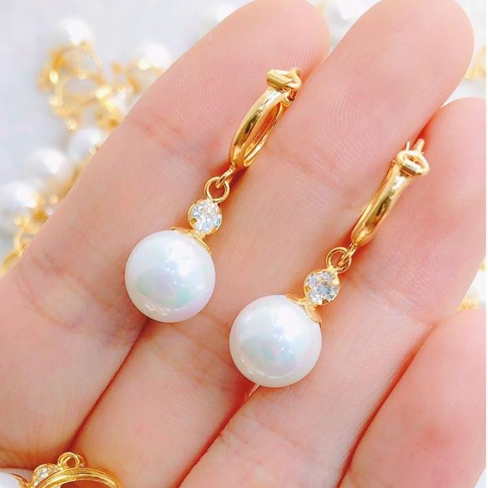 Bông tai vàng tây gắn hạt trai MS29