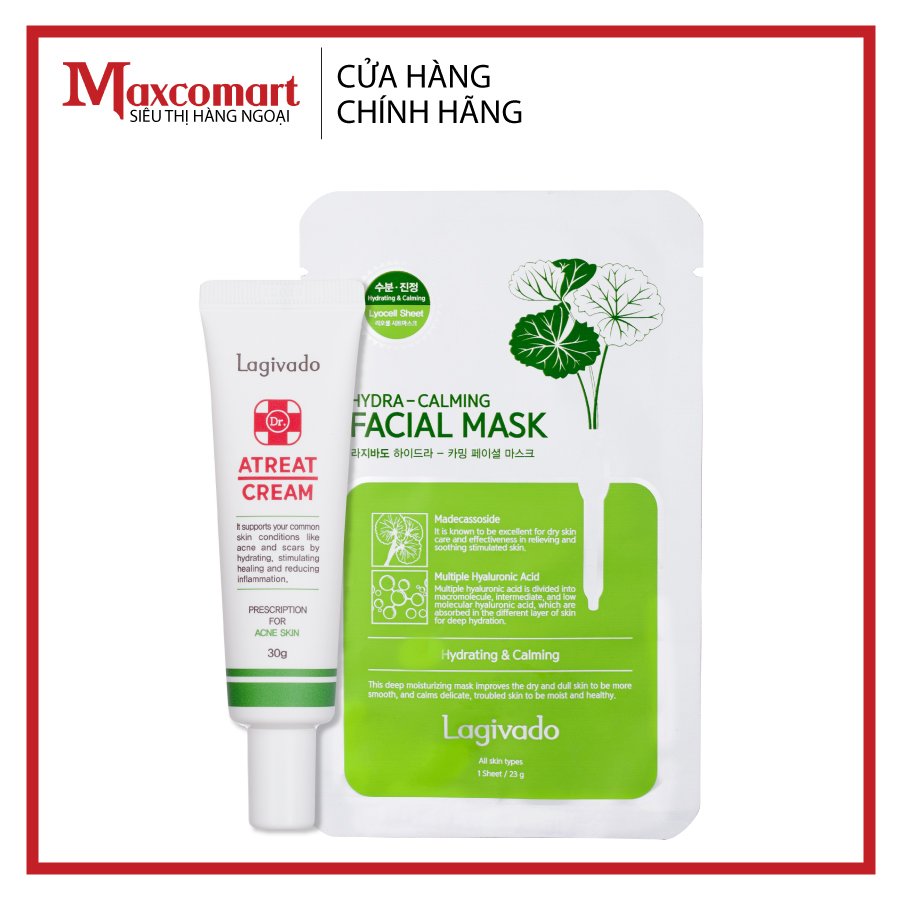 [HCM]Kem chấm mụn Hàn Quốc Lagivado Ngăn Ngừa Và Phục Hồi Da Mụn Dr. Atreat Cream 30 ml & 1 mặt nạ dưỡng da