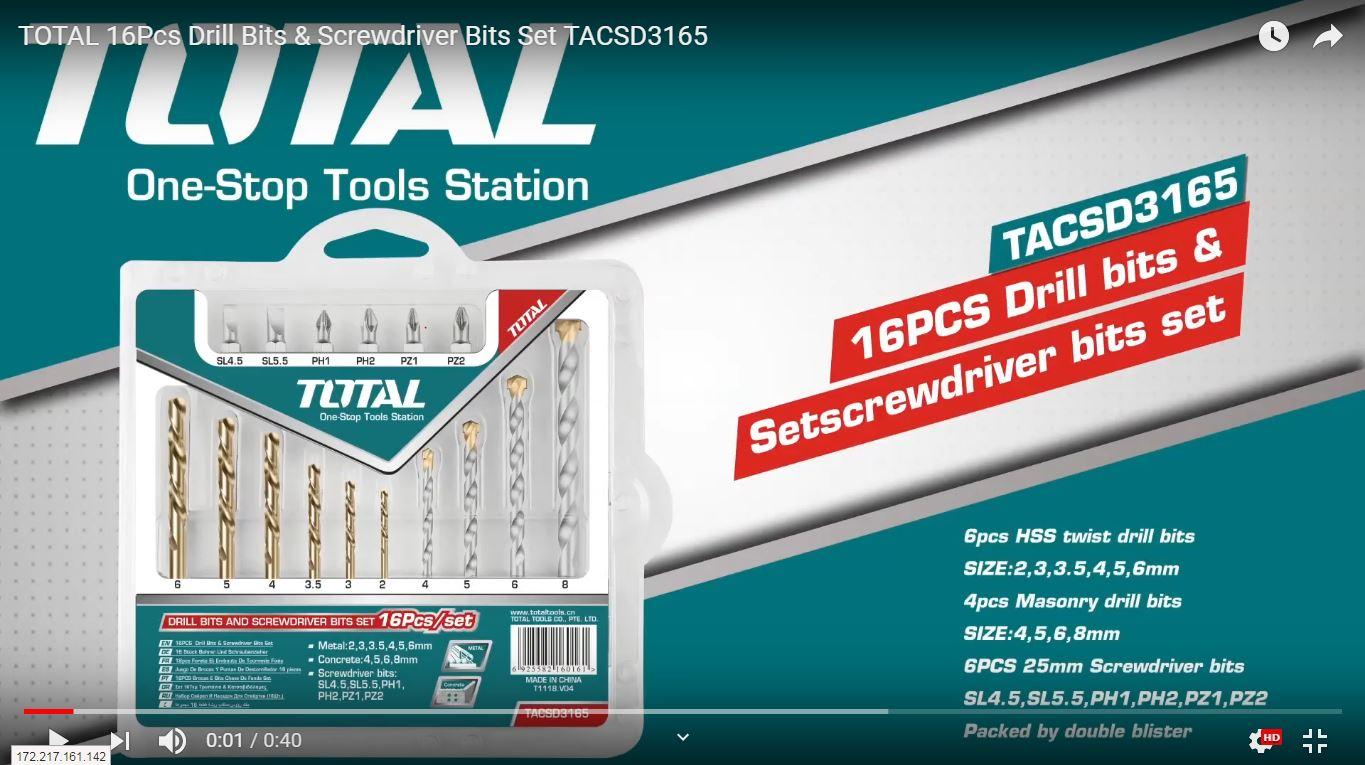 Bộ mũi khoan đa năng và bắt vít 16 chi tiết total tacsd3165