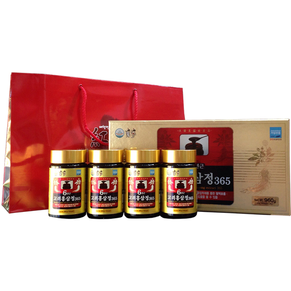 Cao hồng sâm 6 tuổi 365 hàn quốc, hộp 4 lọ x 240ml