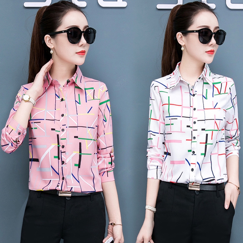 ● COSHOP ● áo kiểu nữ áo sơ mi nữ dài tay áo sơ mi nữ cổ tim Hàn Quốc