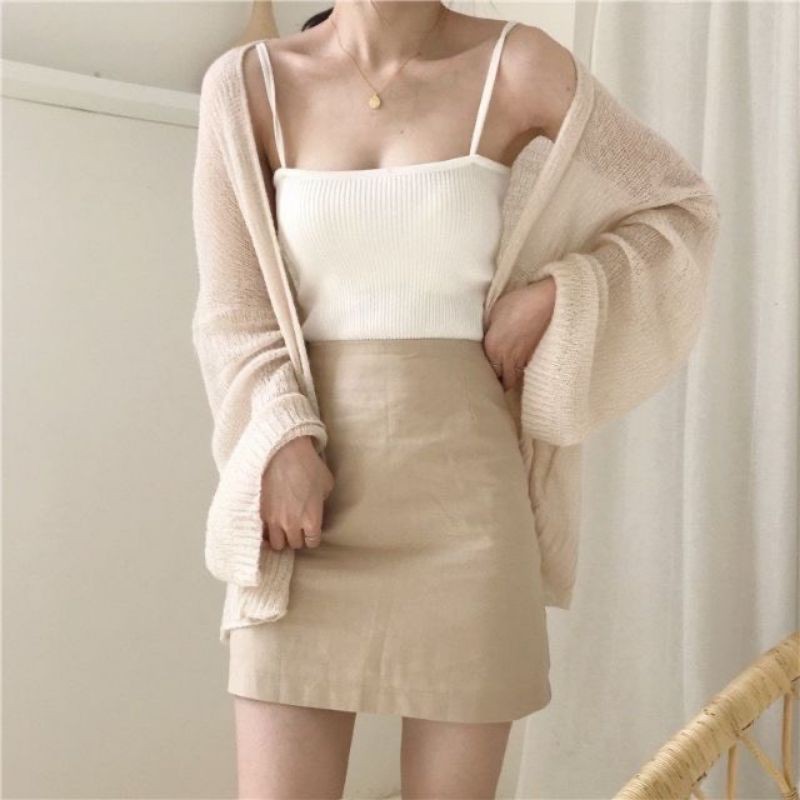 Áo Cadigan len mỏng phong cách Hàn Quốc