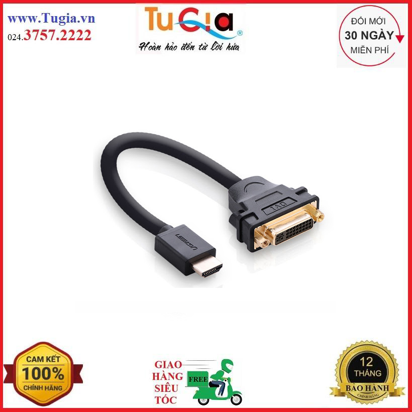 Cáp chuyển đổi hdmi đực sang dvi-i cái dài 20cm ugreen 20136 - hàng chính hãng