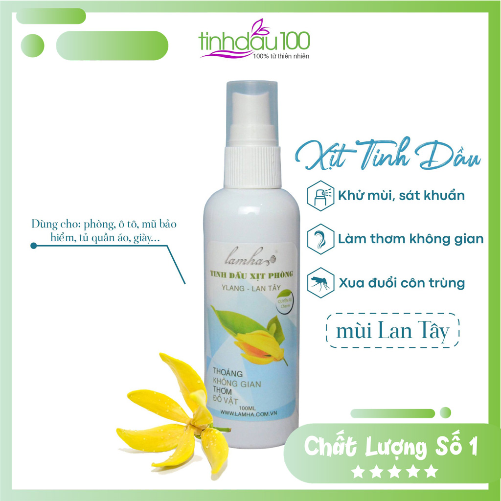 Xịt tinh dầu lan tây Lam Hà thơm không gian, tủ quần áo hương thơm sang trọng, quyến rũ 100ml Tinh Dầu 100 Store