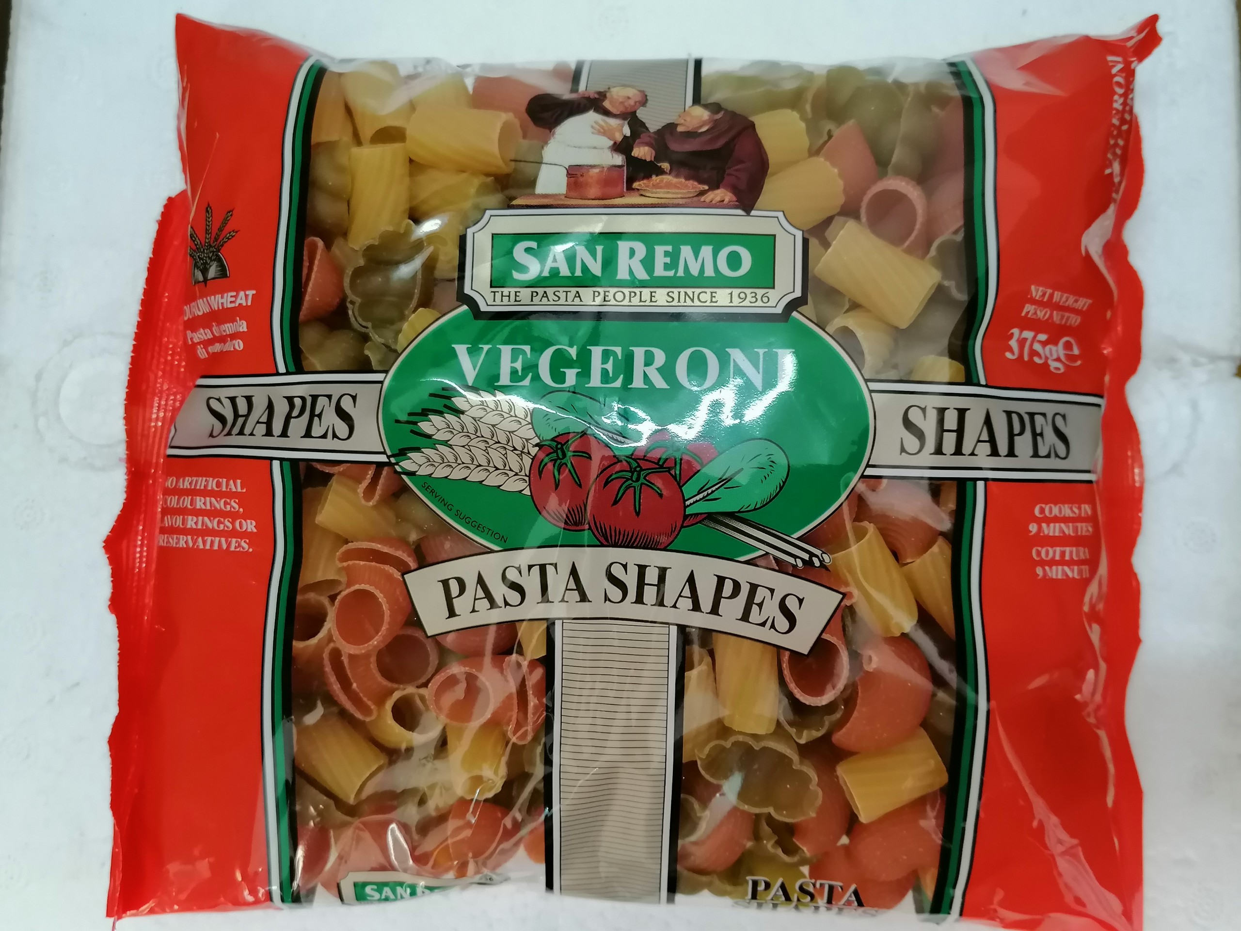 [375g – SHAPES] Nui rau củ 120 SAN REMO Pasta Shapes Vegeroni (tmt-hk)