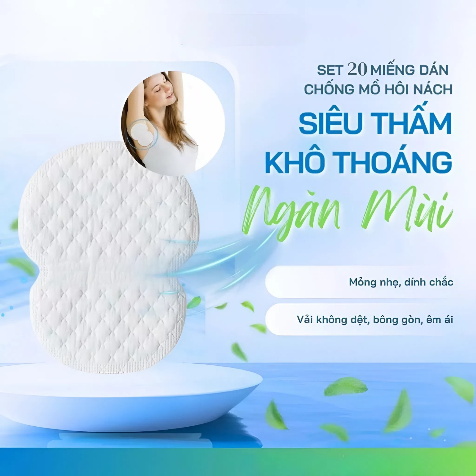 MIẾNG DÁN THẤM HÚT MỒ HÔI NÁCH SIÊU THẤM THOÁNG KHÍ | PAD CHỐNG Ố ÁO SET 20 CẶP 40 MIẾNG